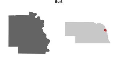 Burt County, Nebraska blank outline map set vector