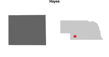 Hayes County, Nebraska blank outline map set vector