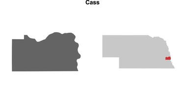 Cass County, Nebraska blank outline map set vector