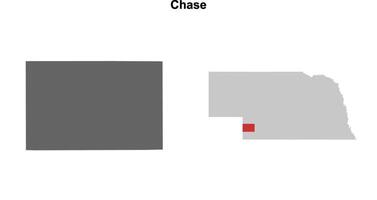 Chase County, Nebraska blank outline map set vector