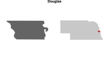 Douglas County, Nebraska blank outline map set vector