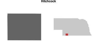 Hitchcock County, Nebraska blank outline map set vector