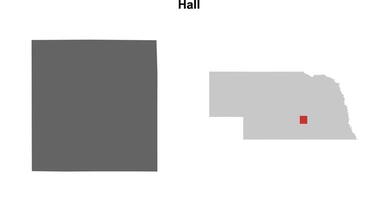 Hall County, Nebraska blank outline map set vector