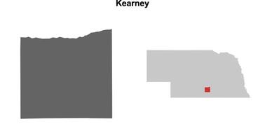 Kearney County, Nebraska blank outline map set vector