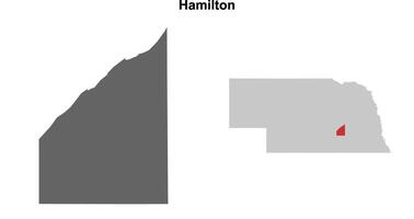 Hamilton County, Nebraska blank outline map set vector