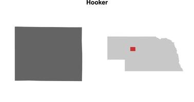 Hooker County, Nebraska blank outline map set vector