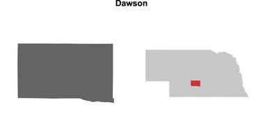 Dawson County, Nebraska blank outline map set vector
