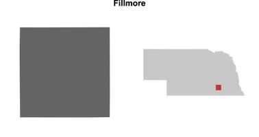 Fillmore County, Nebraska blank outline map set vector