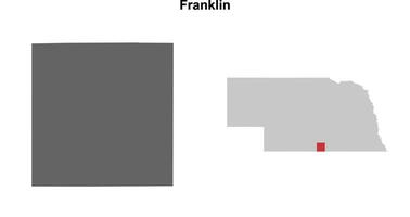 Franklin County, Nebraska blank outline map set vector