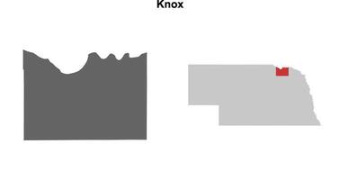Knox County, Nebraska blank outline map set vector