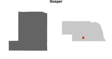 Gosper County, Nebraska blank outline map set vector