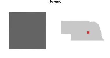 Howard County, Nebraska blank outline map set vector