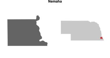 Nemaha County, Nebraska blank outline map set vector