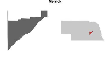 Merrick County, Nebraska blank outline map set vector