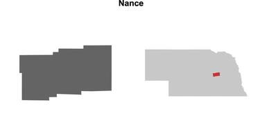 Nance County, Nebraska blank outline map set vector