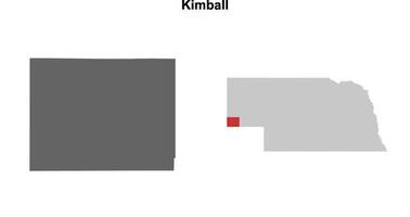 Kimball County, Nebraska blank outline map set vector