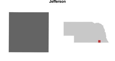 Jefferson County, Nebraska blank outline map set vector