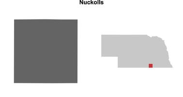 Nuckolls County, Nebraska blank outline map set vector