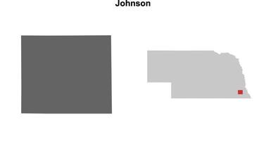 Johnson County, Nebraska blank outline map set vector