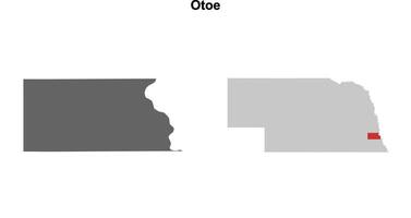 Otoe County, Nebraska blank outline map set vector