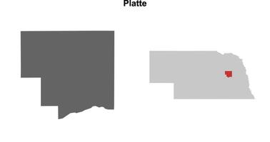 Platte County, Nebraska blank outline map set vector