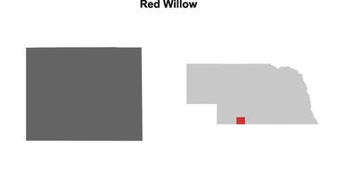 Red Willow County, Nebraska blank outline map set vector