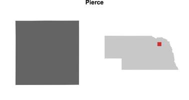 Pierce County, Nebraska blank outline map set vector