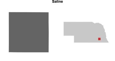Saline County, Nebraska blank outline map set vector