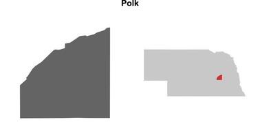 Polk County, Nebraska blank outline map set vector