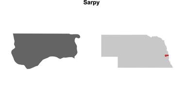 Sarpy County, Nebraska blank outline map set vector