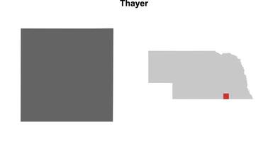 Thayer County, Nebraska blank outline map set vector