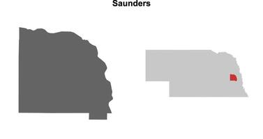 Saunders County, Nebraska blank outline map set vector