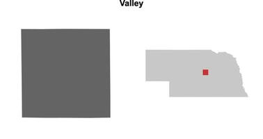 Valley County, Nebraska blank outline map set vector