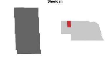 Sheridan County, Nebraska blank outline map set vector