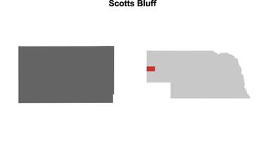 Scotts Bluff County, Nebraska blank outline map set vector