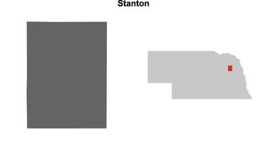 Stanton County, Nebraska blank outline map set vector