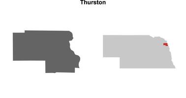 Thurston County, Nebraska blank outline map set vector