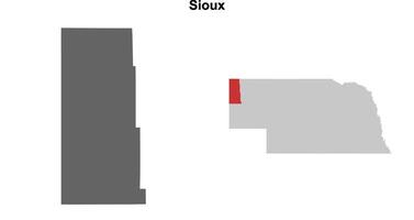 Sioux County, Nebraska blank outline map set vector