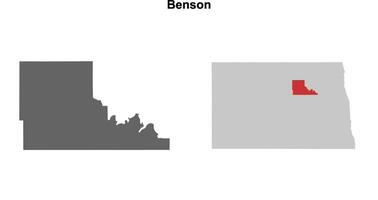 Benson County, North Dakota blank outline map set vector