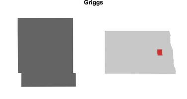 Griggs County, North Dakota blank outline map set vector