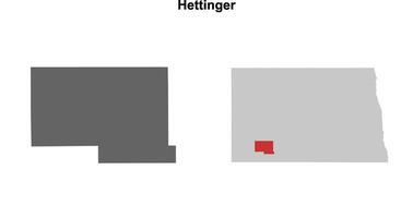 Hettinger County, North Dakota blank outline map set vector