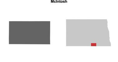 McIntosh County, North Dakota blank outline map set vector
