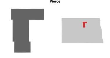 Pierce County, North Dakota blank outline map set vector
