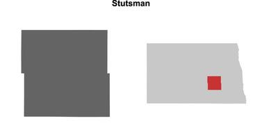 Stutsman County, North Dakota blank outline map set vector