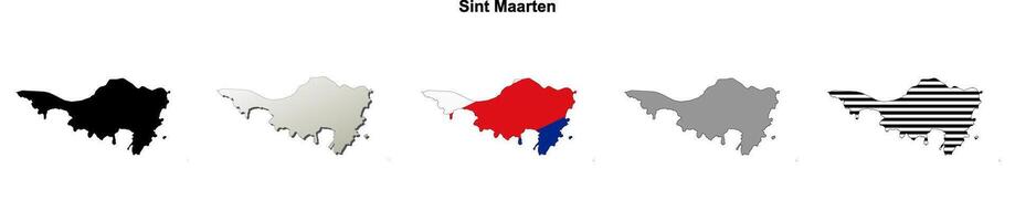 Sint Maarten outline map set vector