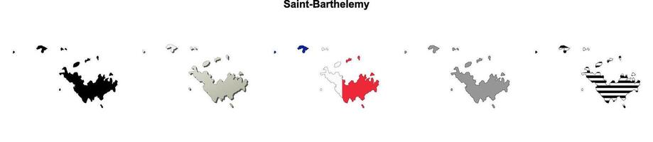 Saint-Barthelemy outline map set vector