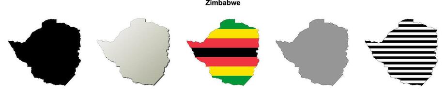 Zimbabwe outline map set vector
