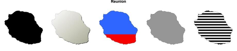 Reunion outline map set vector