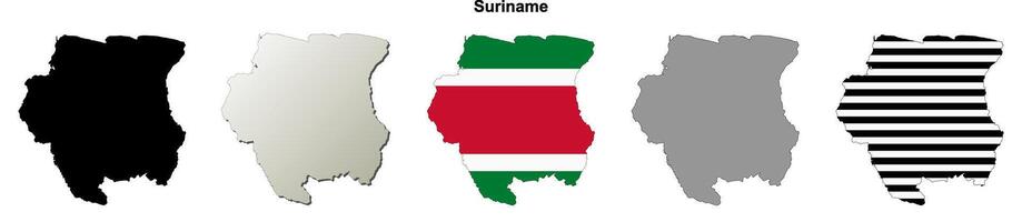 Suriname outline map set vector