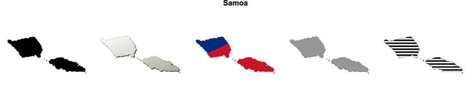 Samoa outline map set vector
